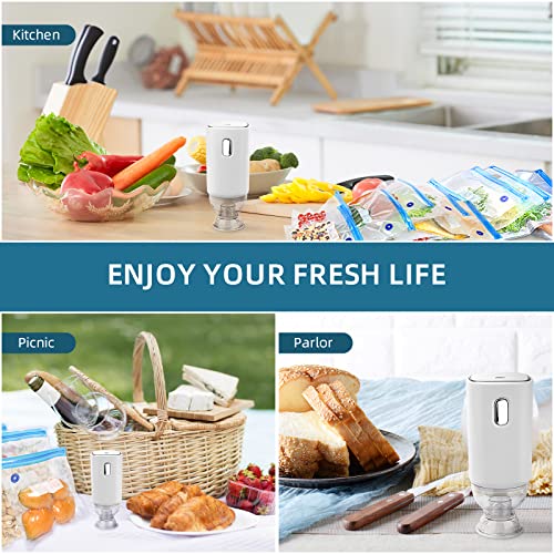 Sous Vide Bags 24Pcs,Finway Electric Vacuum Sealer Machine & Reusable Vacuum Zipper Bags For Cooking And Food Storage,Sous Vide Vacuum Sealer With 10 Vacuum Zipper Bags,2 Cooking Clips & 5 Zip Clips #TOP5