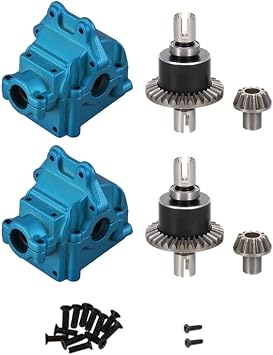 2 Pack Metal Differential and Gear Box Set for Wltoys 144001 144002 144010 124016 124018 124019 RC Car Upgrade Parts  Color Blue