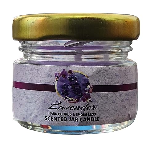 Image of Mini Jar Paraffin Wax Candles Perfect for Decoration of Dinner, Wedding Parties, Church, Spa, Restaurant, Smokeless Dripless Long Lasting(Lavender, Set of 1 - Burn Time: 6 Hr)