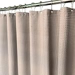 Rideau de douche en tissu sans liner - TPU Rideau de salle de bains stratifié avec 12 Crochets métalliques résistants à la rouille, 100% imperméable & Pas besoin de linge, lavable à la machine, 72x72 pouces (Almond)