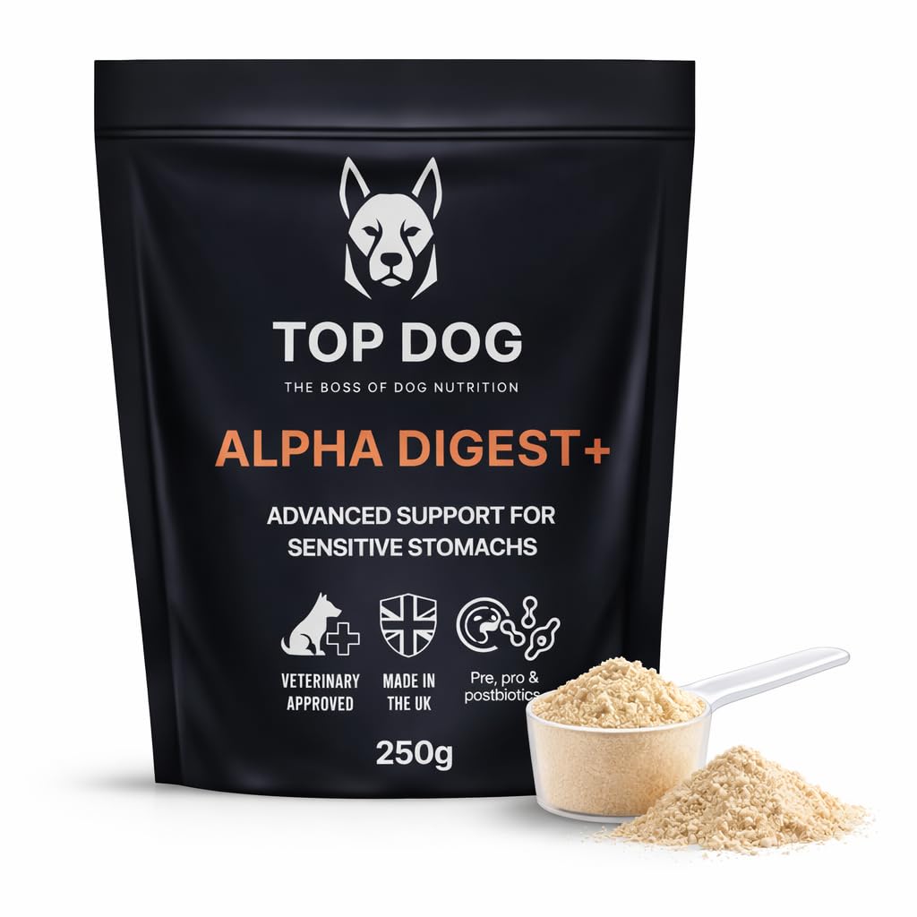 TOP DOG Alpha Digest+ Dog Digestive Support Supplement Powder – 250g | Supports Gut Health, Digestion & Nutrient Absorption | With Prebiotics & Digestive Support Ingredients