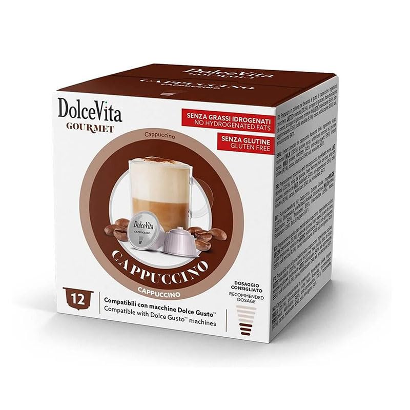DolceVita Cappuccino Senza Glutine e Senza Grassi Idrogenati 144 Capsule Compatibili Con Sistema Nescafe Dolce Gusto - L' Emporio del Caffè
