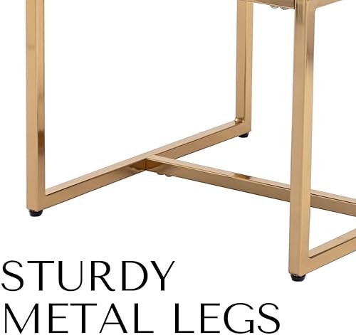 Miniatura 5 de VESCASA Juego de 6 sillas de comedor tapizadas de lino, sillas acolchadas modernas de mediados de siglo con marco de metal dorado para restaurante,