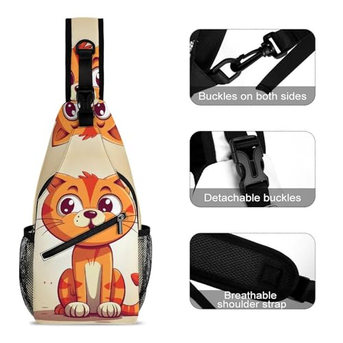 Mochila deportiva tipo sling Cat with Big Eyes para senderismo miniatura 3