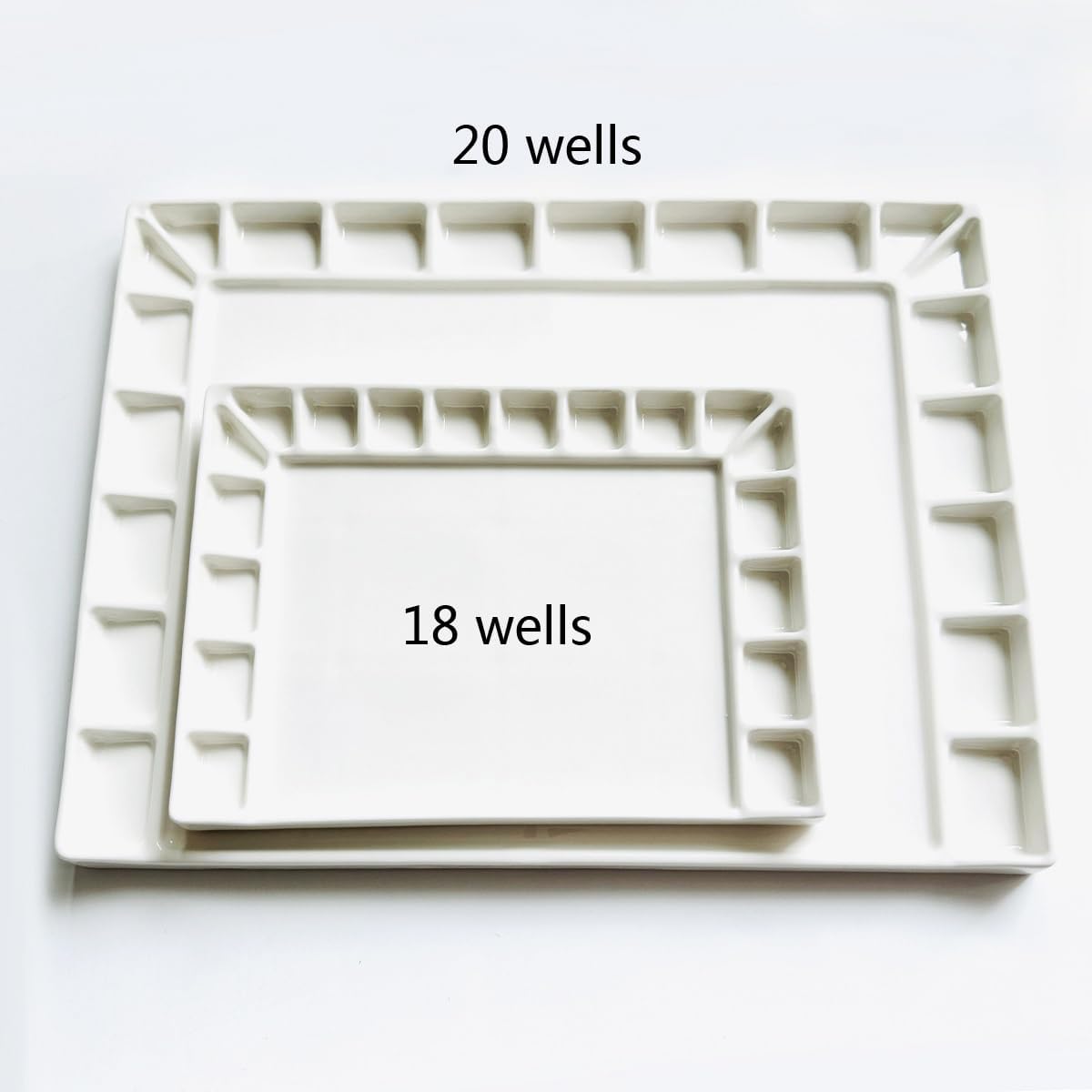 Bower Bird Porcelain Watercolor Palette 18wells/20wells Rectangle Artist Professional Ceramic Palettes for Painting (Porcelain) (12.6x9.4in)