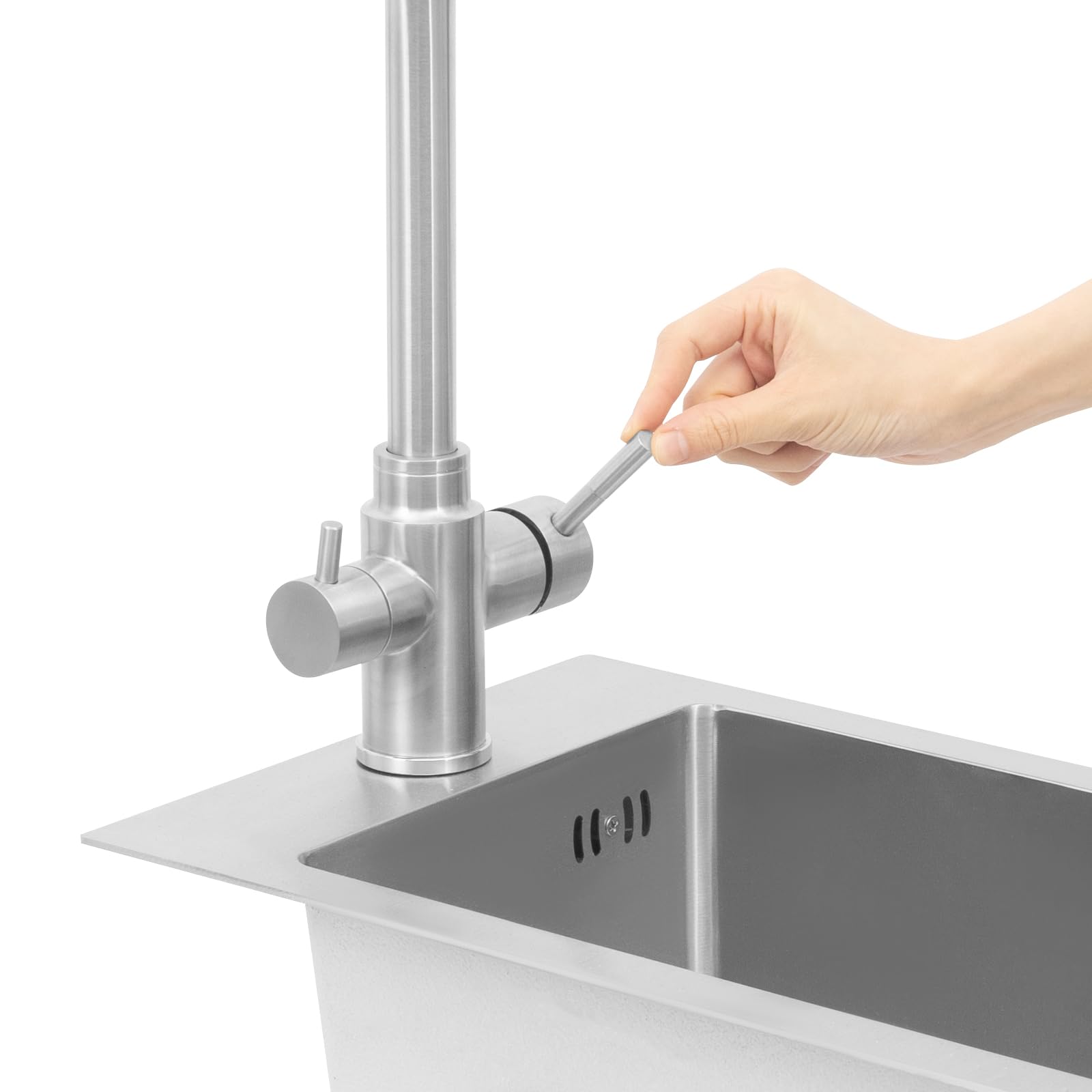 Küchenspüle 50x28 cm Edelstahl 304, Einbauspüle 1 Becken, Spülbecken Küche mit Wasserhahn, Einbau Spüle mit Ablauf-Set, Waschbecken Küche, Klein Edelstahlspüle für kleine Küchen ideal， Silber