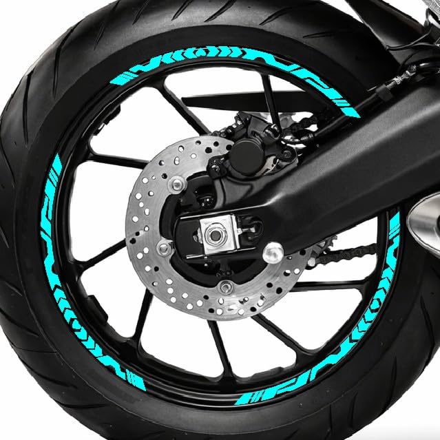 Universal Bike Rim Stickers Reflective Vinyl | Pre Cut Pre Curved Wheel Stickers for All Motorcycles | Waterproof Night Glow Rim Tape | 12 Pieces Set for Front & Rear Wheels-image-16