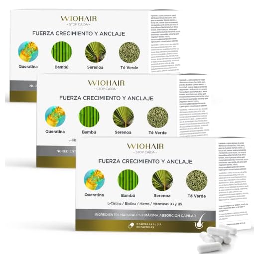 Wiohair 3x2 Cajas de Cápsulas Anticaída | Vitaminas para el Cabello | Ingredientes naturales con Biotina para el cabello |Complemento alimenticio 180 Pastillas | Hombre y Mujer