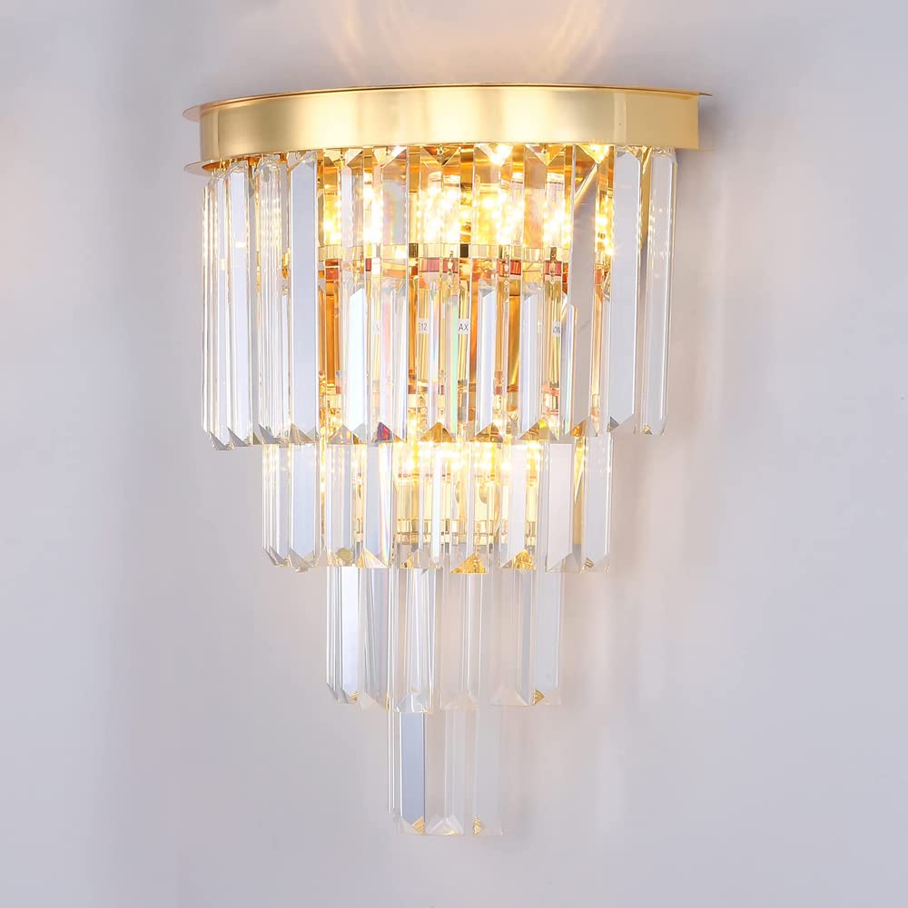 SDUYTDG Modern Crystal Art Deco Lighting Fixtures For Dining Room Wall Mount Lamp Bathroom Light Gold/black Entryway Sconce Vanity Mirror Wall Lamp E12 Base