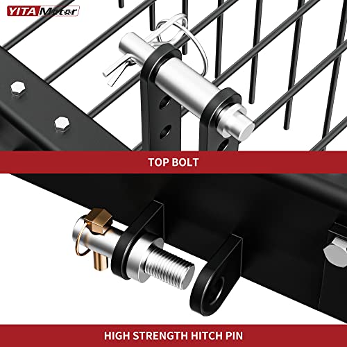 YITAMOTOR 72 Inch Durable Powder Coated Steel Pine Straw Rake Steel Spring Landscape Rake Attaches to Cat 0 Cat 1，3 Point Hitch for Tractor, Black Grey