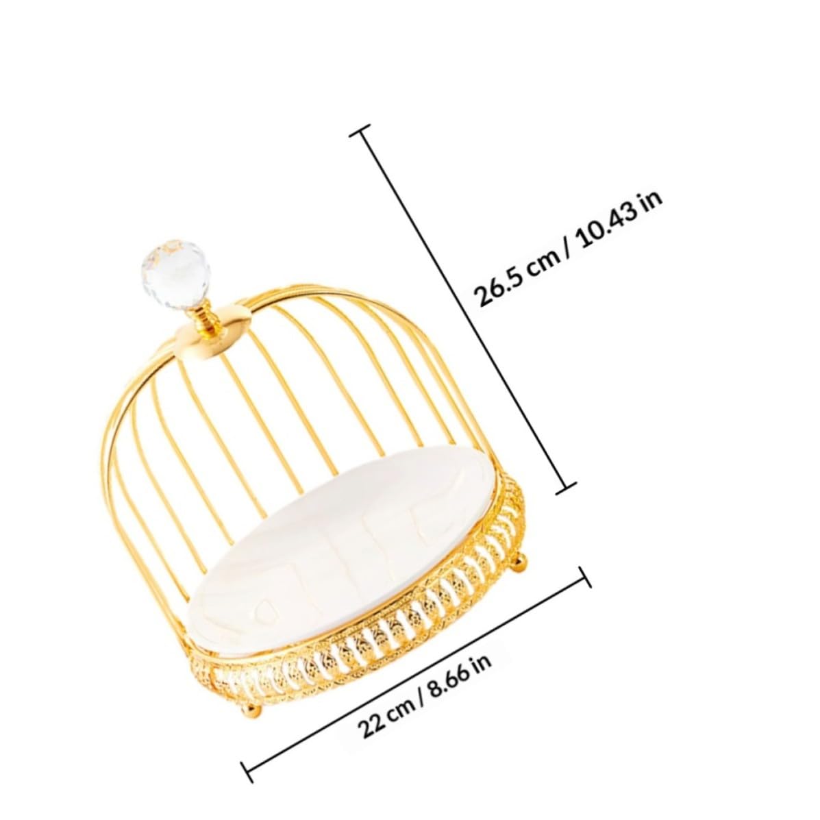 Scaffale per Dolci a Forma di Gabbia in Ferro e Ceramica Oro, Espositore per Dolci e Snack, Vassoio per Dessert per Feste di Compleanno e Party