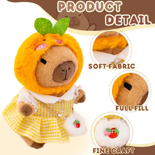 Image of Capybara Plush for Boys Girls Birthday Dress Up Cute Plushies,10 Pcs Set,9 Clothes and Accessories Kawaii Stuffed Animal Plushie Toy, Soft Peluche Doll for Kids 10.2 in