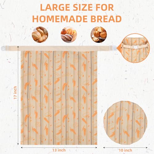 Lamere Terre Reusable Beeswax Bread Bag Set - Large, Minimalist, Rectangular, Drawstring, Canvas and Cotton with Beeswax Coating, Bread Proofing Cover, Freezer and Dishwasher Safe, Non Toxic, Airtight