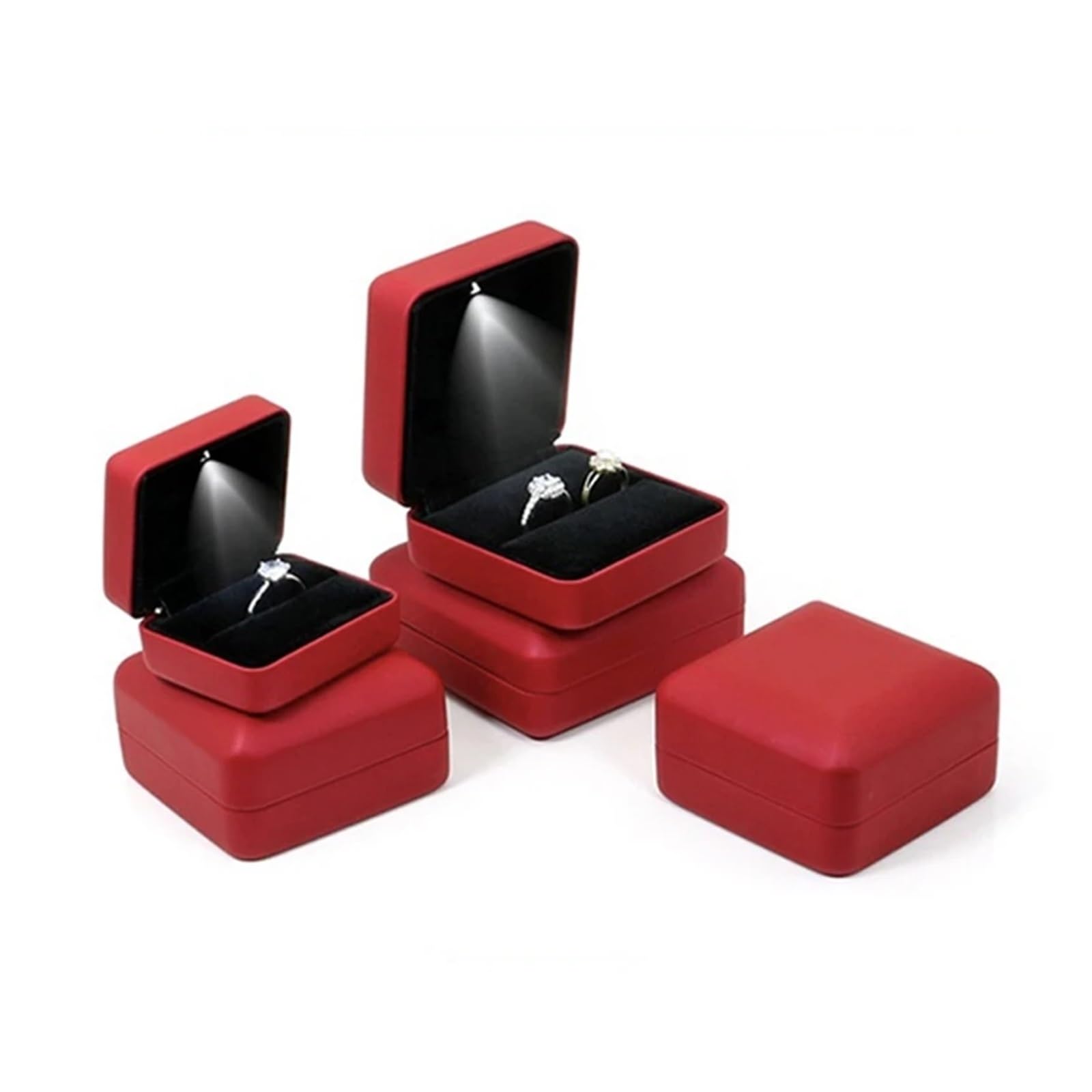 WWYYZAYC Engagement Ring Earrings Box For Women Jewelry Pendant With Light Bracelet Jewellery Case Wedding Necklace Display(Red,Pendant Box)