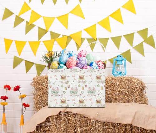 Image of Rectangle Easter Bunny Basket Empty,Gift Basket, Room Decor,Waterproof Storage Bin, Books Box(Easter Bunny)