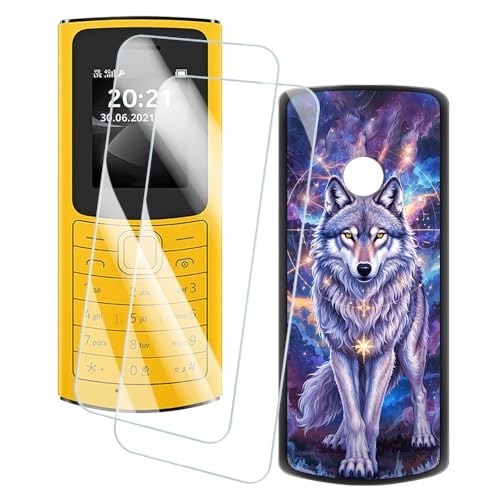 OAGELIM 2�Z�b�g �X�N���[���v���e�N�^�[ + �P�[�X Nokia 110 4G 2021 (1.8 �C���`) �Ƃ̌݊������� �A�[�e�B�X�e�B�b�N�J�X�^���v�����g�J�o�[�Ƌ����K���X�t�B���� �X�N���b�`�h�~ (�T2)