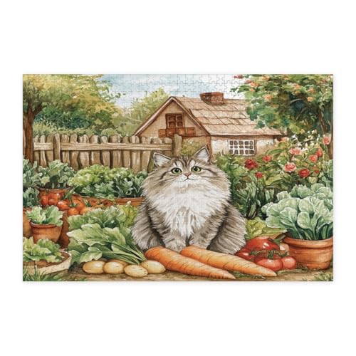 Rompecabezas de gatito siberiano de primavera: arte en madera de 1000 piezas para el hogar
