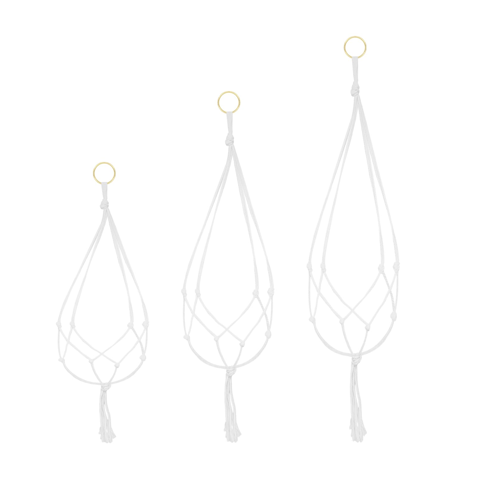 Portavasi in macramè di 3 dimensioni per interni, 50 cm, 80 cm, 90 cm, supporto per piante da appendere con nappa, in corda intrecciata bohémien, per esterni, decorazione per vasi di fiori,