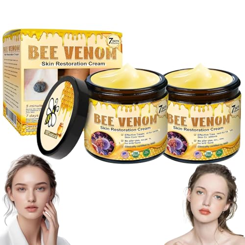Bee Venom Skin Restoration Cream, Bee Venom Skin Treatment Cream, Wrinkle Removal, Repair Elasticity Bee Venom Comprehensive Moisturizer for All Skin Types 2pcs