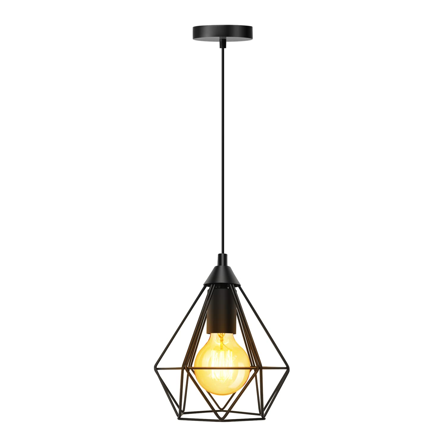 Aigostar Lámpara de techo vintage. Casquillo E27. Lámpara diseño industrial de acero color negro. Estilo retro para decorar el salón, pasillo, dormitorio, despacho, comedor, cafeterías etc