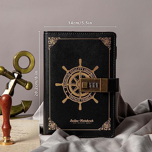 Image of TIEFOSSI Journal With Lock-Journal For Boys-Travel Sailor Writing Diary With Lock-B6 Personal Planner Organizers-As Gift For Girls Women Men, 7.87 X 5.51 In, 224 Pages