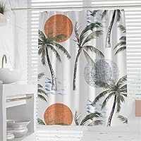 Hiseng Rideau Douche, Polyester Rideau De Douche Tissu Imperméable Lavable Ourlet Lesté Rideau Baignoire Salle De Bain Shower Curtain Avec 12 Crochets (180x200cm,jus D'ananas