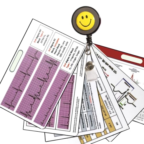 6 Set EKG Badge Card, Nurse Badge refrenece Card + (Cheat Sheet PDF) - 18 Cardiac EKG Rhythm, lab Value, Cardiac Drips, 12 Lead - ER, ICU, Telemetry RN, Clinicals, Nursing Student, EMT