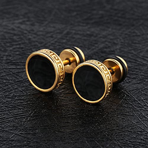 PK-302GD Classy Stainless Steel Round Stud Earring for Men