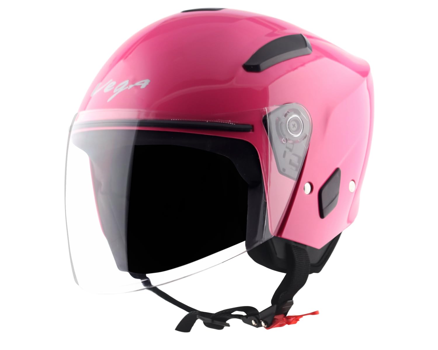 Vega Orion ISI Certified Gloss Finish Open Face Helmet for Men and Women with Clear Visor-Pink-M
