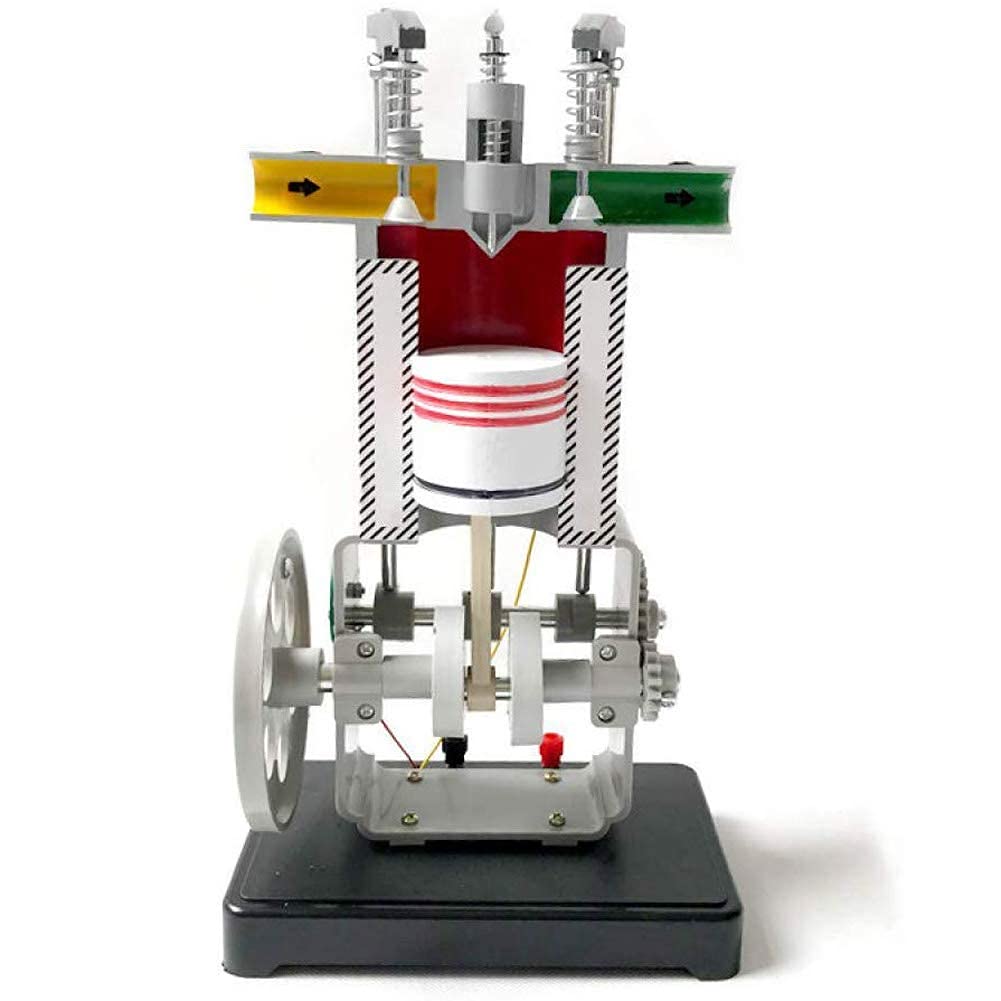 OLSKFUH Diesel Engine Model Science Kits Junior Middle School Physics Experiment Equipment Four-Stroke Internal Combustion Engine Model,Silver,Teaching Instrument