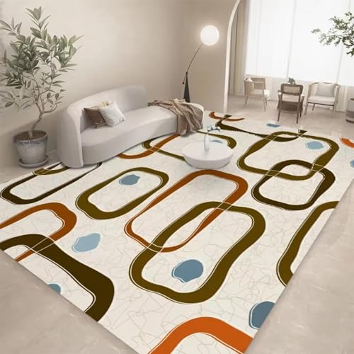Alfombra geométrica retro 120x170cm evita resbalones con su base lavable para cocina y salón 2