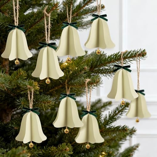 9 Stück Weihnachtsbaum Deko, 3D Weihnachtsglocken Ornament, Mini...