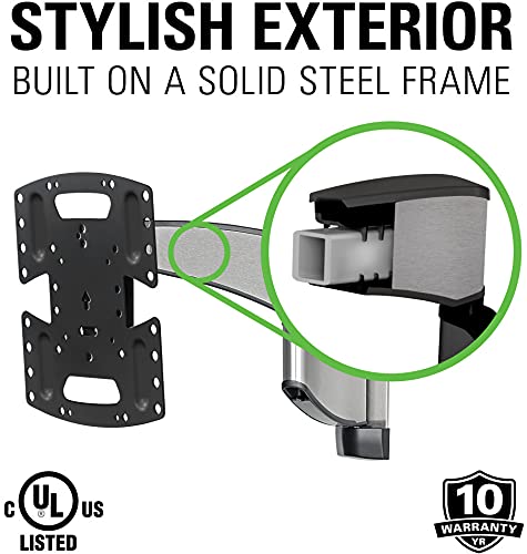 Sanus Premium Full Motion Tv Wall Mount For 19" - 40" Tvs - Stainless Steel Finish With Fluidmotion Design For Smooth Extension, Swivel And Tilt- Low Profile Tv Bracket With Easy 3 Step Install #TOP5