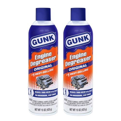 Gunk Engine Degreaser – Original Degreaser Cleaner Spray – Quickly Removes Tough Oil & Grease – Cleans Hardworking Engines – Rinses Easily with Water – 15 oz (Case of 2)