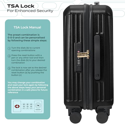 Image of The Midnight Voyager Set of 2 Luggage, Cabin 57cm, Check in Medium 67.5 cm, Hard Sided Polycarbonate Trolley Bag, Dual Anti-Theft Zippers, TSA Lock (Ebony Black)