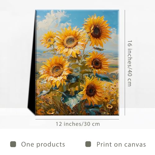 Piy Painting Canvas Print of Sunflower Meaning Luck, Elegant Flower Oil Painting Picture, Canvas Wall Art - Image 2
