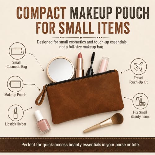 Image of Leather Pencil Pouch Money Bag, Tan | Currency Pouch, Zippered Pouch, Pen and Marker Case, For Artists & Professionals