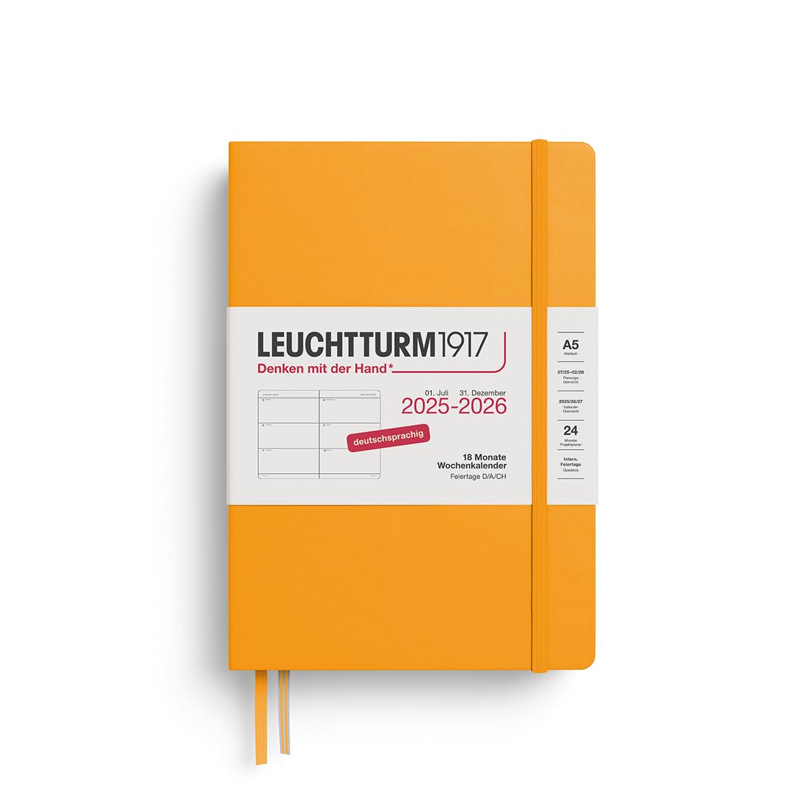 LEUCHTTURM1917 370564 weekkalender 2025, medium A5, softcover - 12-maanden-planner, 80 g, gelinieerd - lila