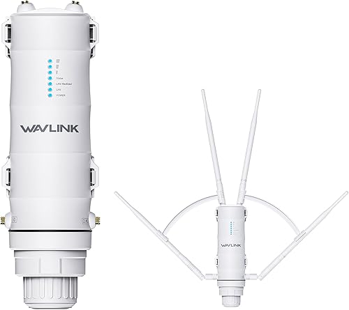 WAVLINK AC1200 Extensor de WiFi al aire libre de largo alcance resistente a la intemperie/Punto de acceso inalámbrico con POE pasivo, Banda dual
