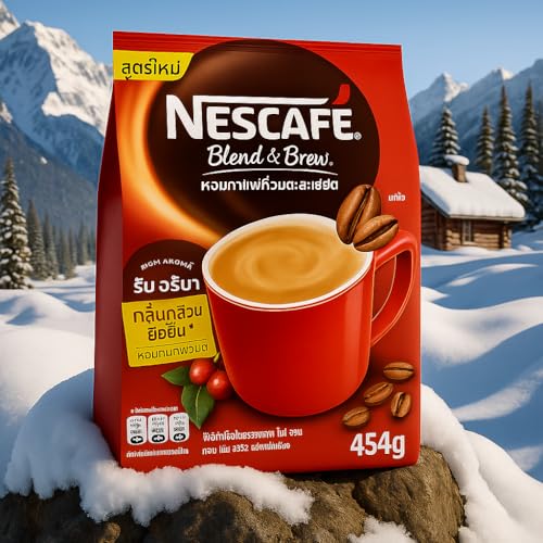 Image of NESCAFE Blend & Brew Rich Aroma Instant Coffee 27 Sticks 454g Bag By COUGAR | 3-in-1 Coffee Mix with Milk & Sugar | Smooth & Creamy Taste | Single Serve Sticks | Perfect for Home, Office, Travel & Gifting | (Imported-THAI)