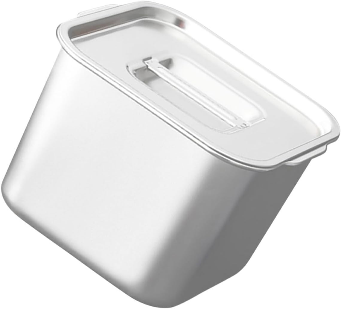 Alasum Stainless Steel Kitchen Condiment Pot 14cm Square Spice Seasoning Jar with Lid Household Seasoning Storage Container for Cooking and Dining