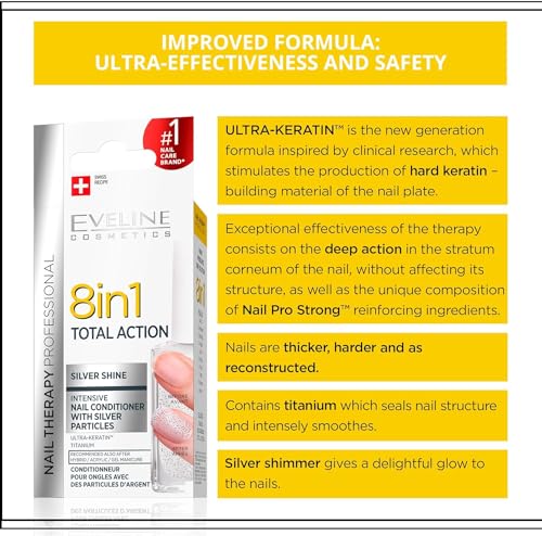 Eveline 8in1 Total Action Nagel Conditioner mit Silberpartikeln, 1er Pack (1 x 12 ml)