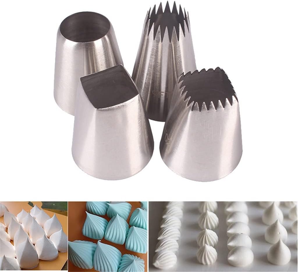 4Pcs Kitchen Gadgets 304 Stainless Steel Silver Pastry Nozzles Fondant Cakes Decor Set Cookies Supplies Big Style Nozzles