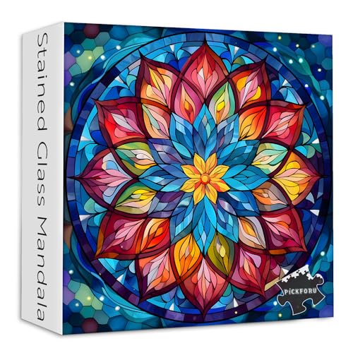 Stained Glass Mandala Puzzle for Adults 1000 Pieces,...