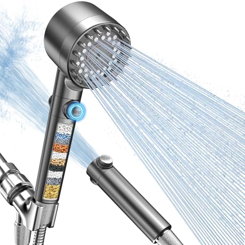 FEELSO Filtered Shower Head with Handheld, High Pressure 4 Spray Showerhead with Filters & Upgraded...