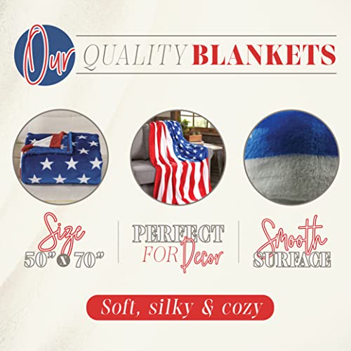 Image of Elegant Comfort Lightweight Printed Throw Blanket- All Season, Ultra Soft, Cozy and Plush- Decorative Throw Blankets, Perfect for Lounging, 50 x 70 inches, American Flag, Throw Blanket