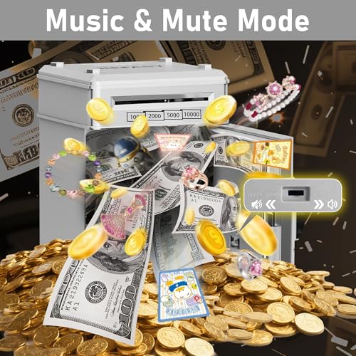 Image of Refasy Piggy Bank Cash Coin Can ATM Bank Electronic Coin Money Bank for Kids Age 3-12, Money Savings Box Mini ATM Coin Bank Toys Gifts for 3 4 5 6 7 8 9 10 11 12 Year Old Boys Girls