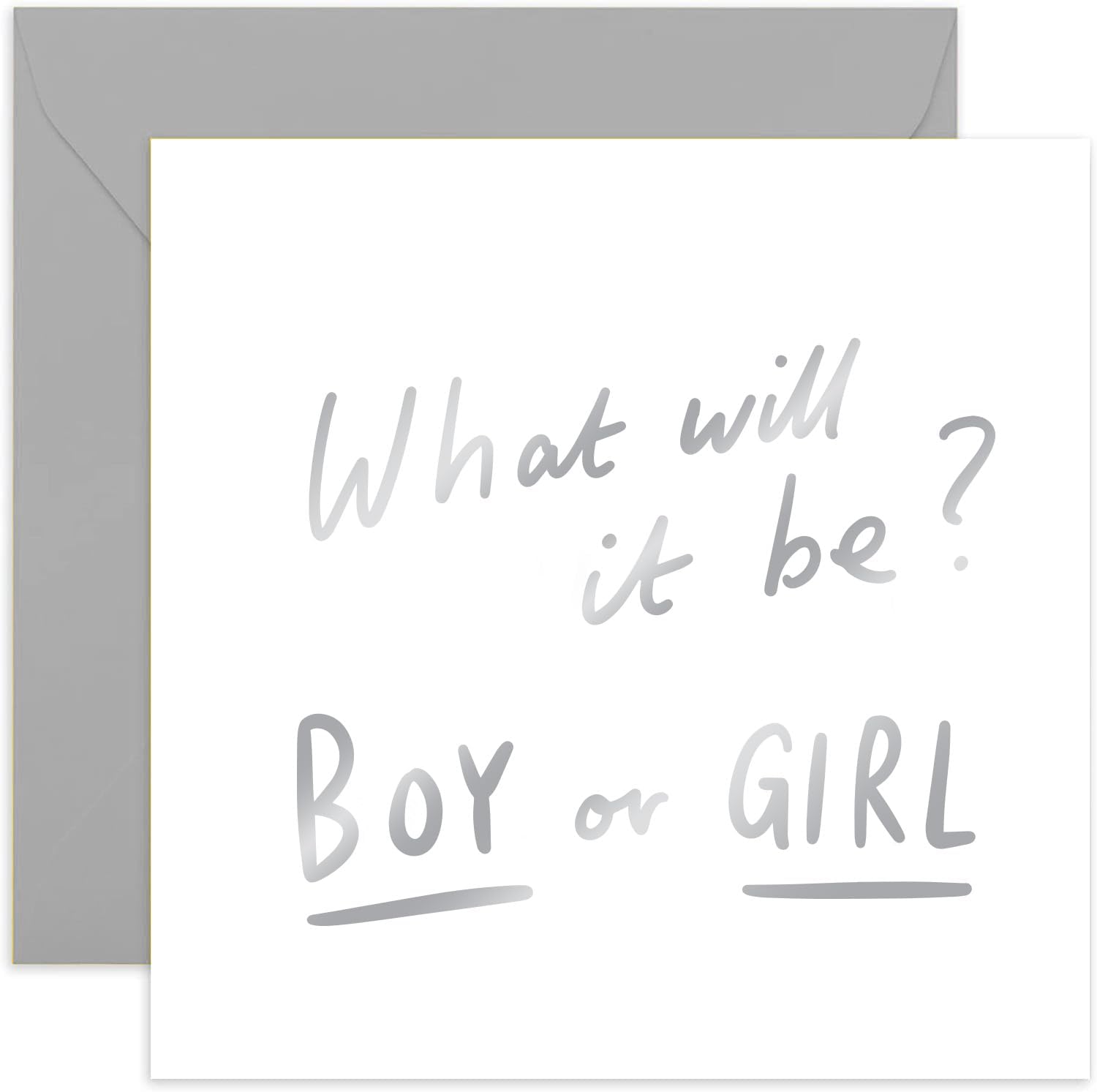 Old English Co. Gender Reavel Day Card for Parents - What Will It Be Baby Boy or Girl Gender Announcement Card for New Mummy and Daddy to be - Gender