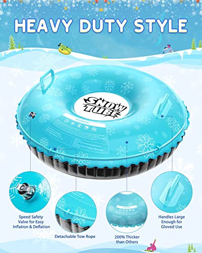 Qpau Snow Tube For Kids, Larger 50 Inch Inflatable Snow Sled, Heavy Duty Snow Tube Made By Thickening Material Of 0.8Mm #TOP1
