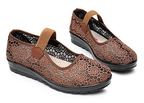missfiona Womens Hollow Out Granny Walk Shoes Breathable Soft-Soled Mary Jane Flats Dance Shoes2